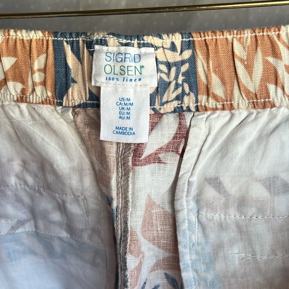 100% linen Sigrid Olsen drawstring shorts with pockets - Picture 3 of 3